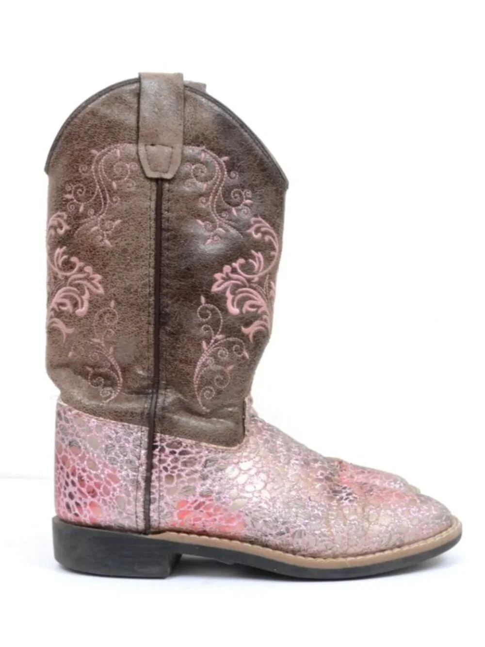 Shyanne Girls' Size 4 Aria Faux Leather Western Boot Square Toe - Cowgirl